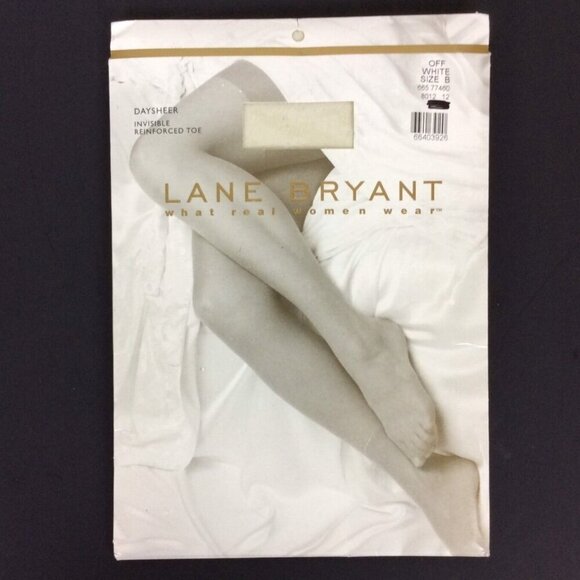 Lane Bryant Day Sheer Pantyhose Plus Size B 1-2X Off White Nylon Invisible Toe - Picture 1 of 4